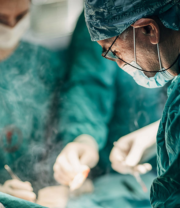 Surgeon performing a procedure in an operating room