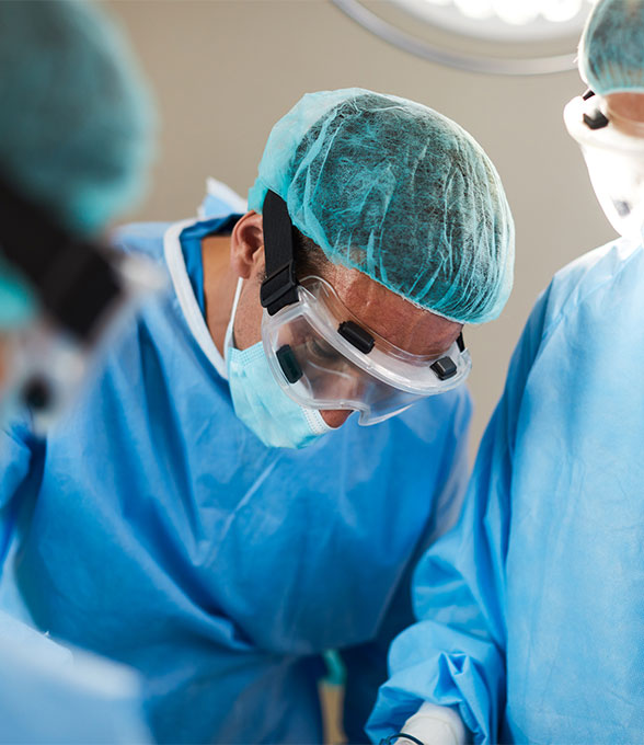 Surgical team performing an operation in an operating room